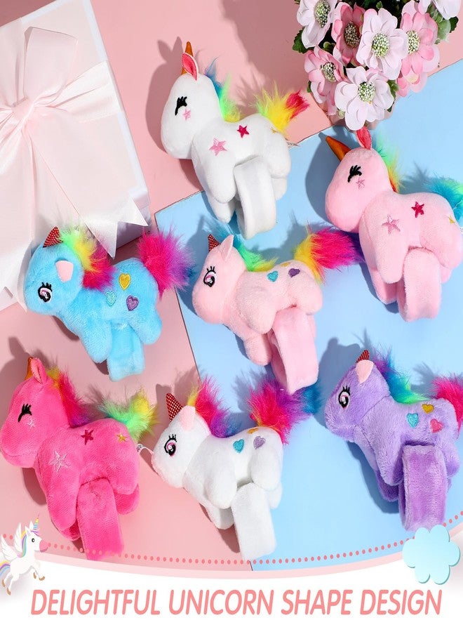 Hollowfly 12 Pcs Unicorn Slap Bracelets Plush Animal Bracelets Bulk 8 Inch Furry Slap Band Stuffed Animals for Boys Girls Unicorn Party Favors Birthday Gifts - Image 5